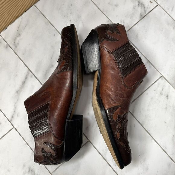 Vtg Y2K Woman Western Low Heel Ankle Cowgirl Boots Booties Sz 6.5m Rodeo - Picture 3 of 9